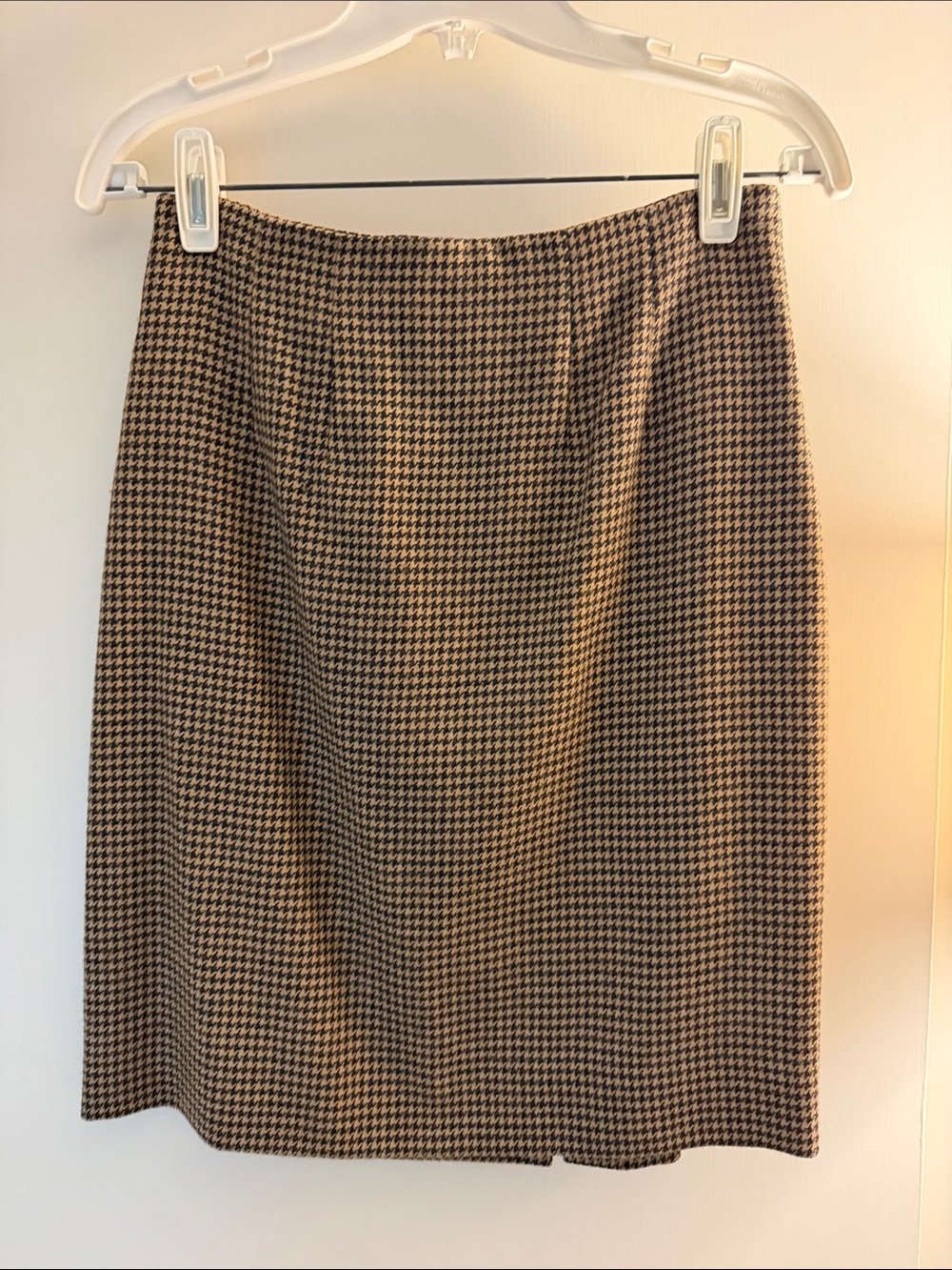 Lands' End Houndstooth Pencil Skirt - Black & Tan
